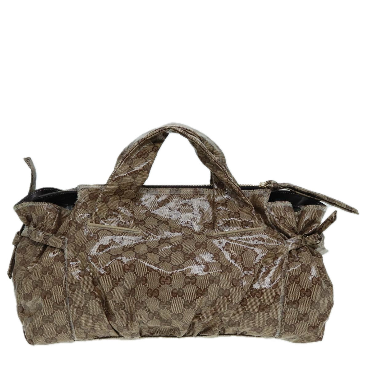 GUCCI GG Crystal Hand Bag Beige 197020 Auth hk1447