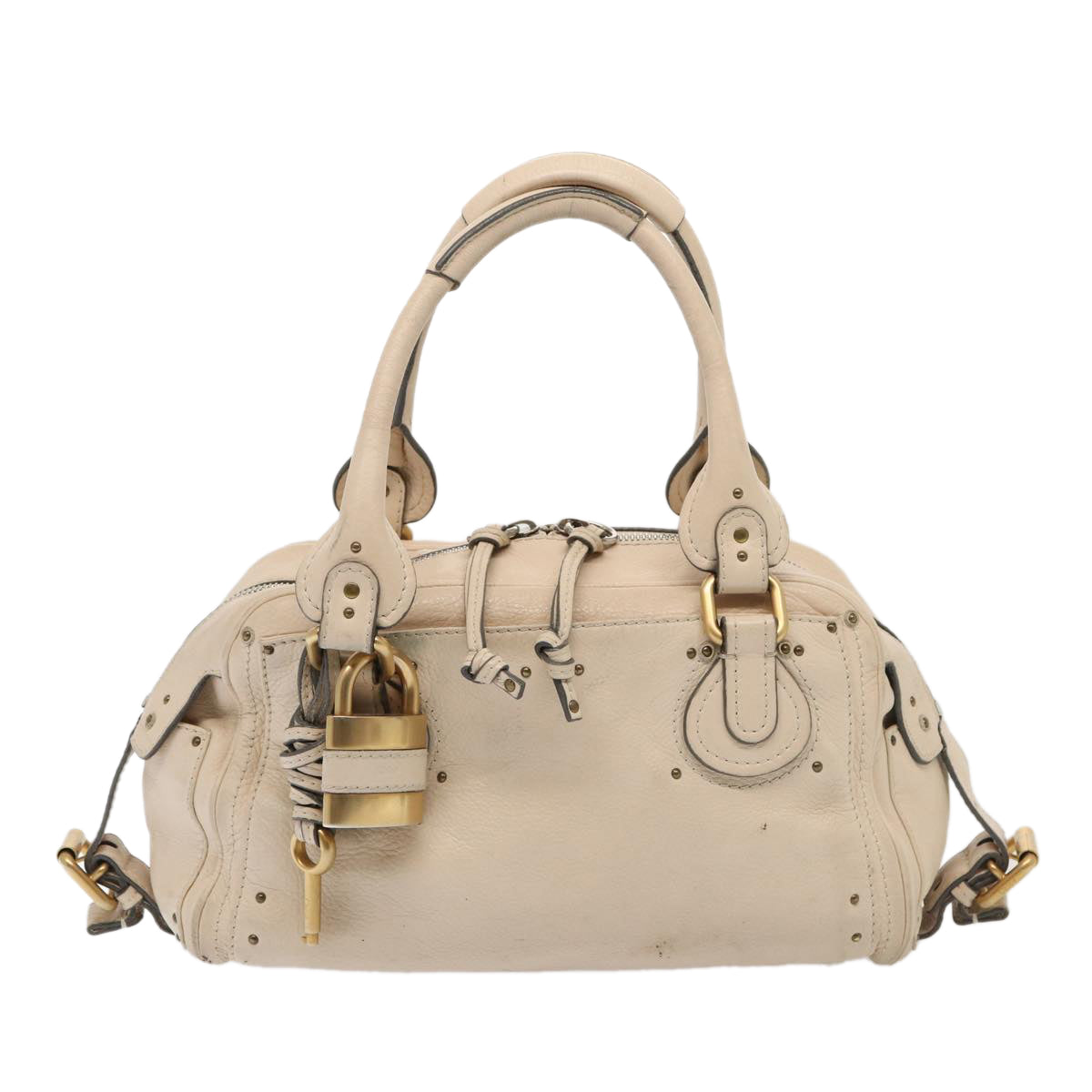 Chloe Paddington Hand Bag Leather Vanilla Auth hk1448