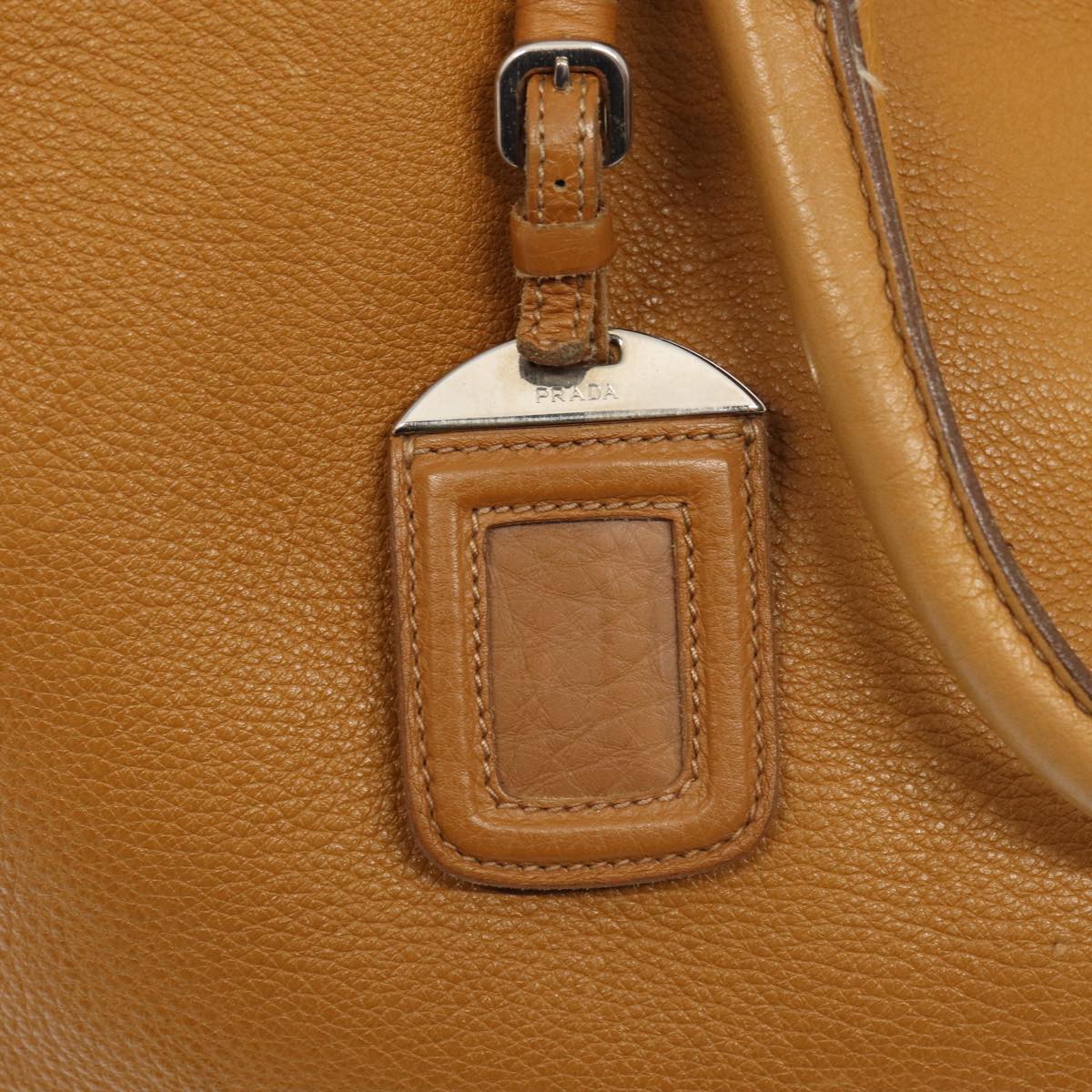 PRADA Hand Bag Leather Brown Auth hk1454