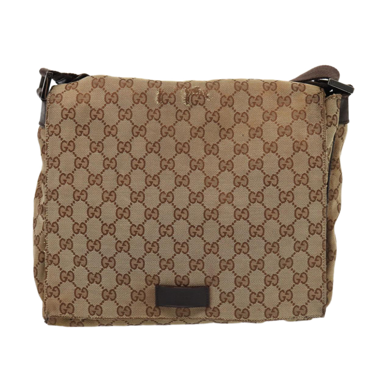 GUCCI GG Canvas Shoulder Bag Beige 146236 Auth hk1458