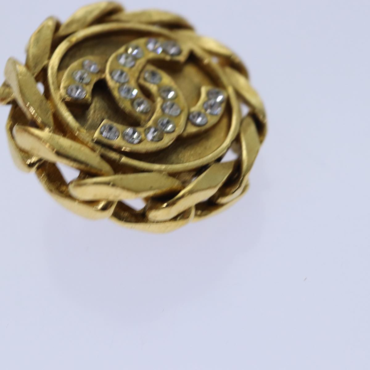 CHANEL COCO Mark Earring metal Gold CC Auth hk1465