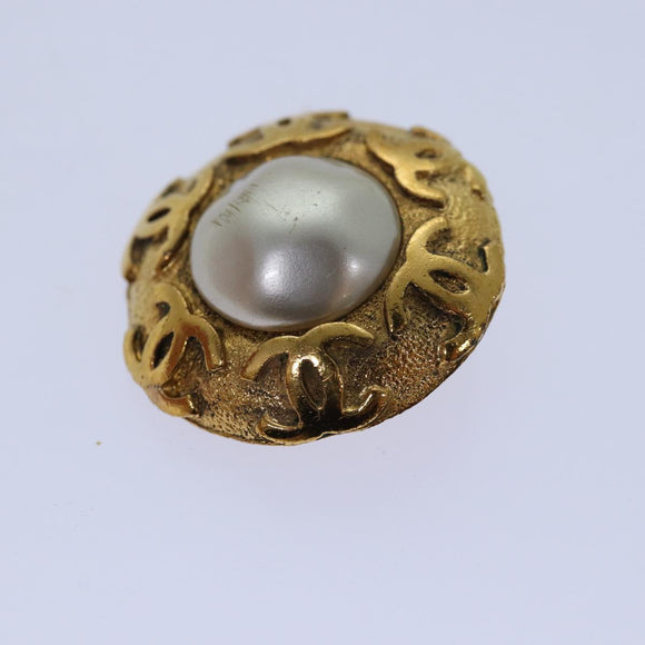 CHANEL COCO Mark Earring metal Gold CC Auth hk1466V