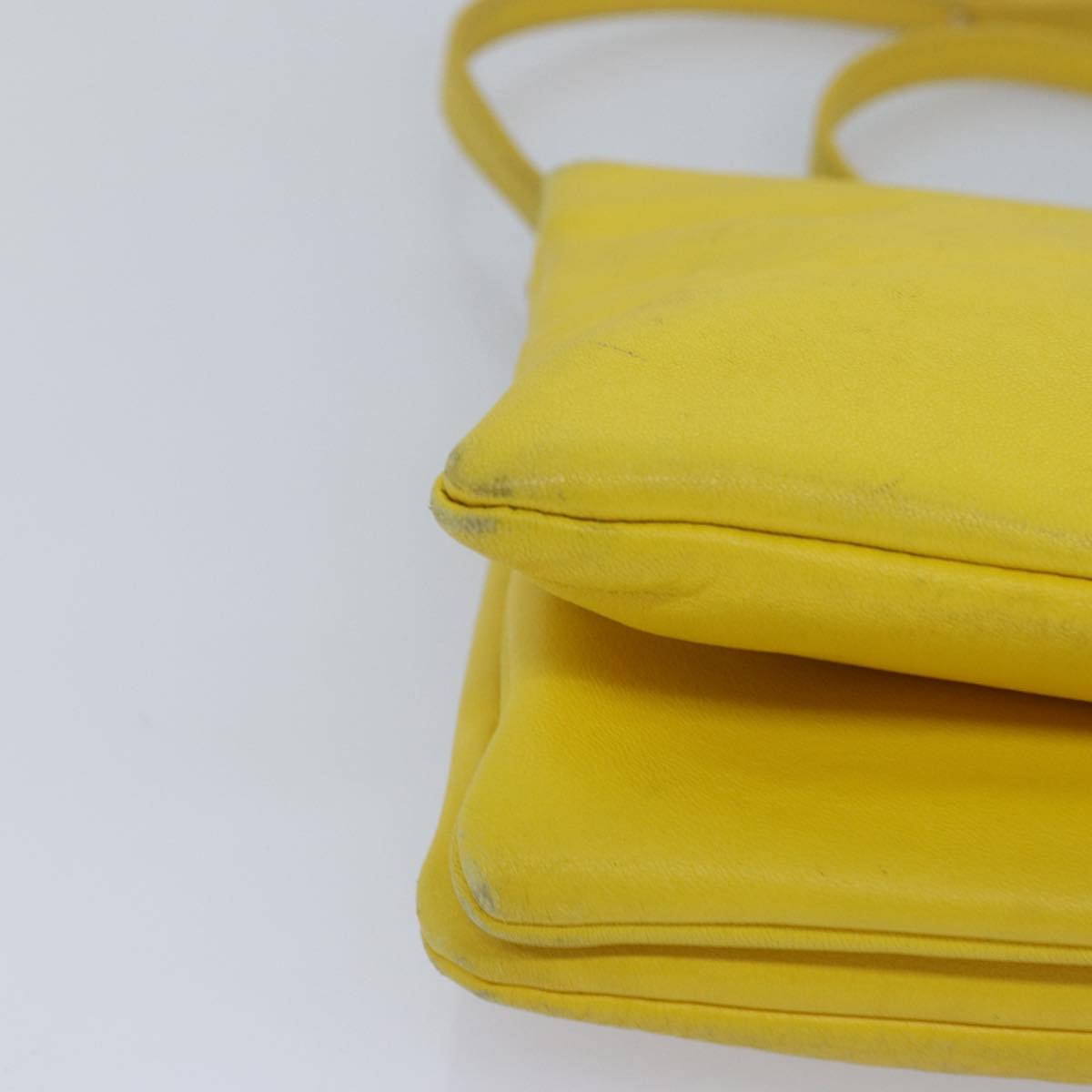 CELINE Trio Shoulder Bag Leather Yellow Auth hk1472