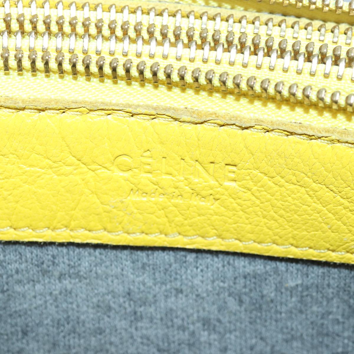 CELINE Trio Shoulder Bag Leather Yellow Auth hk1472