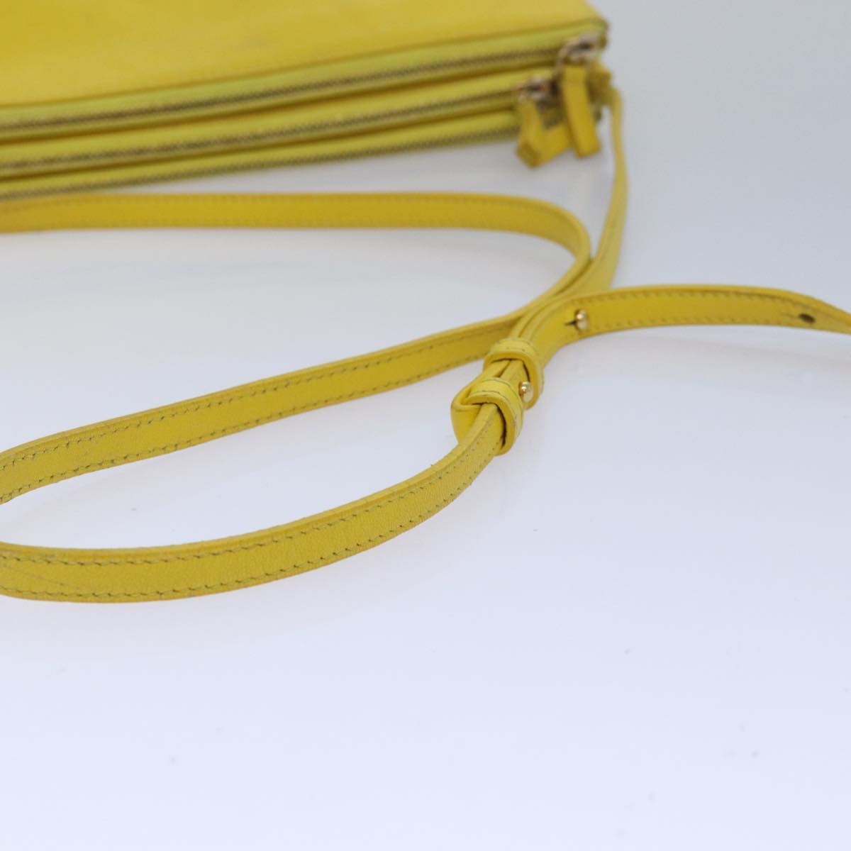 CELINE Trio Shoulder Bag Leather Yellow Auth hk1472