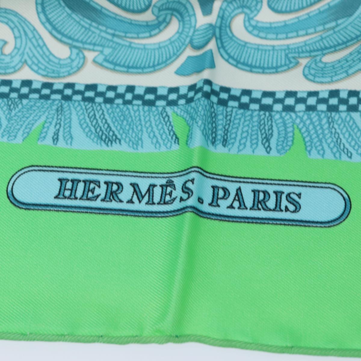 HERMES Carre90 Scarf ""LA PRESENTATION"" Silk Green Auth hk1477