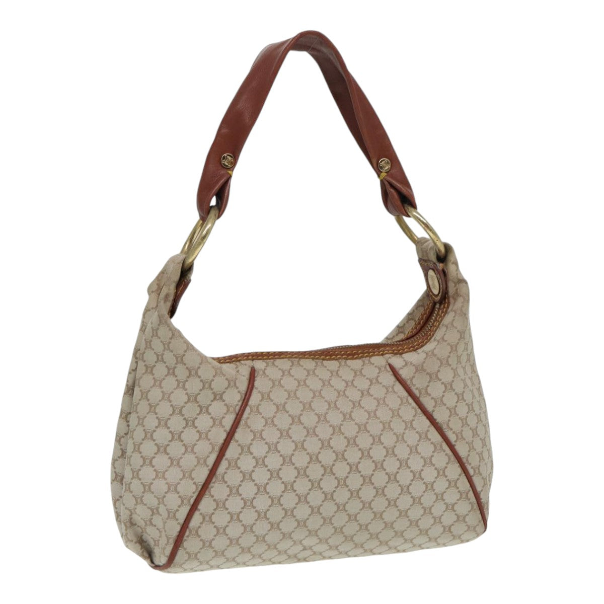 CELINE Macadam Canvas Hand Bag Beige Auth hk1497