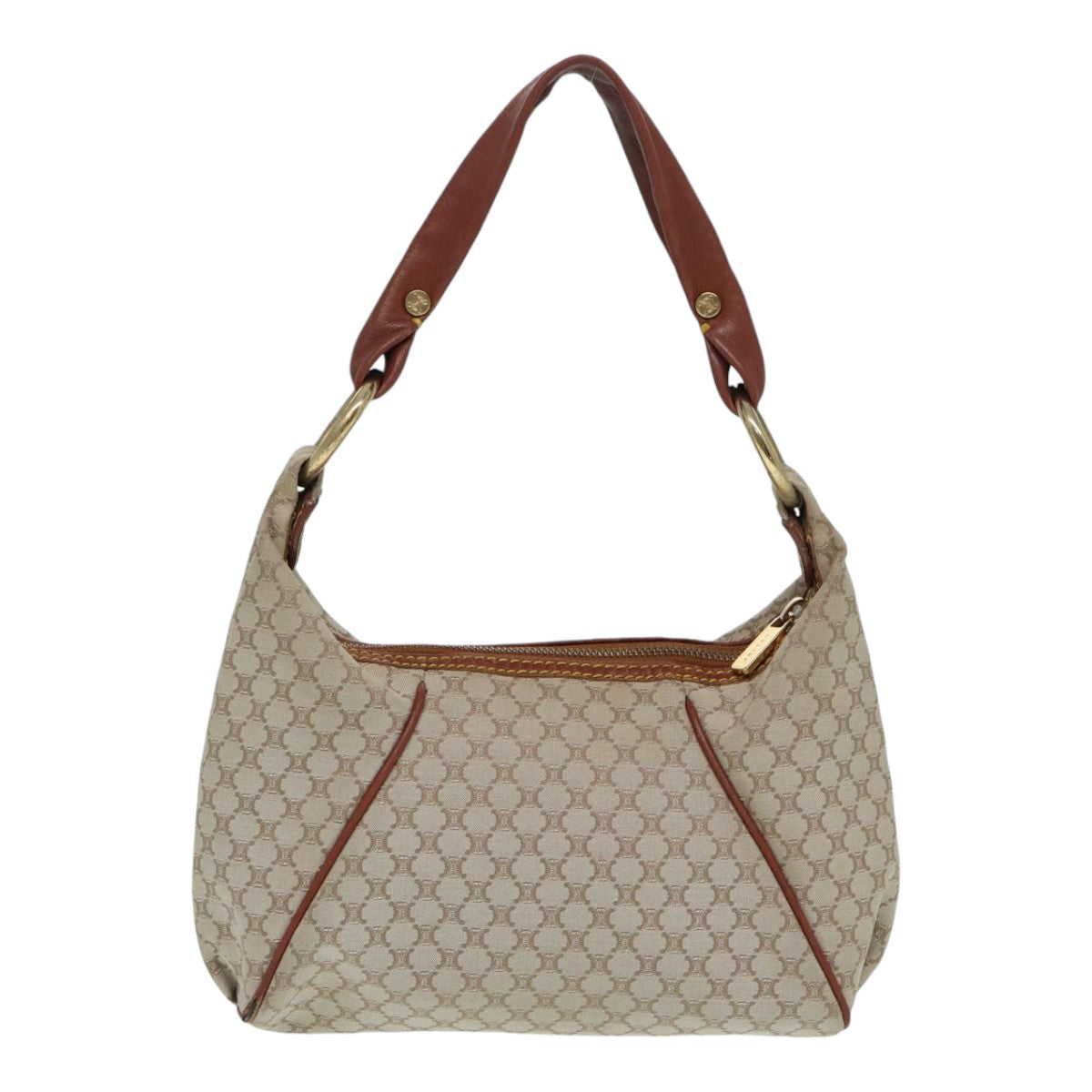 CELINE Macadam Canvas Hand Bag Beige Auth hk1497