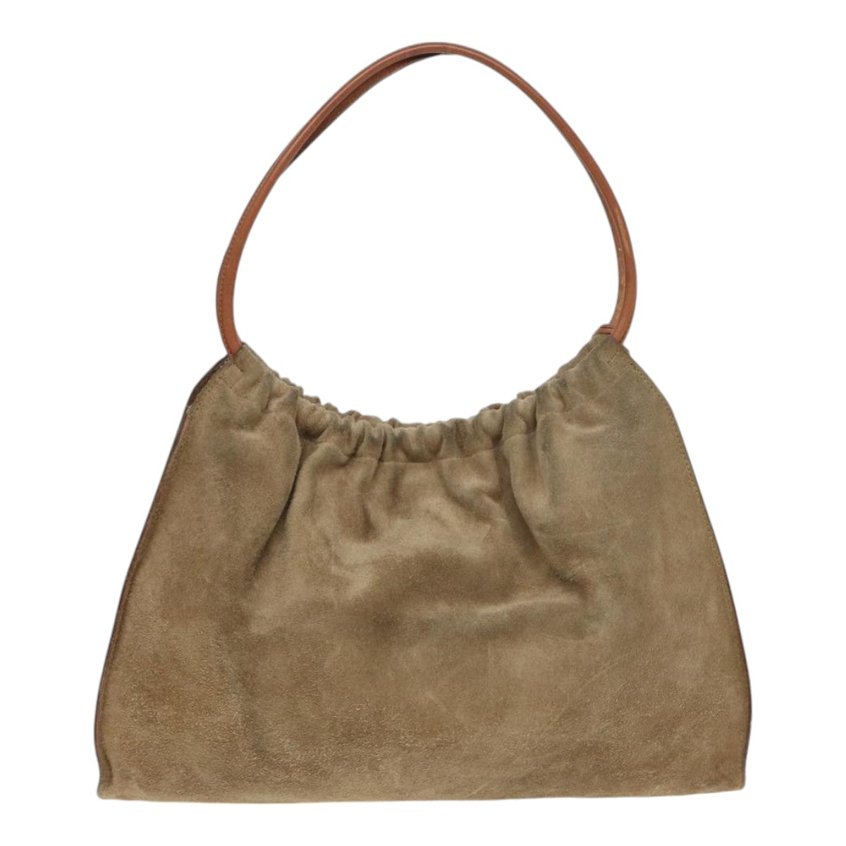 GUCCI Hand Bag Suede Beige Auth hk1499