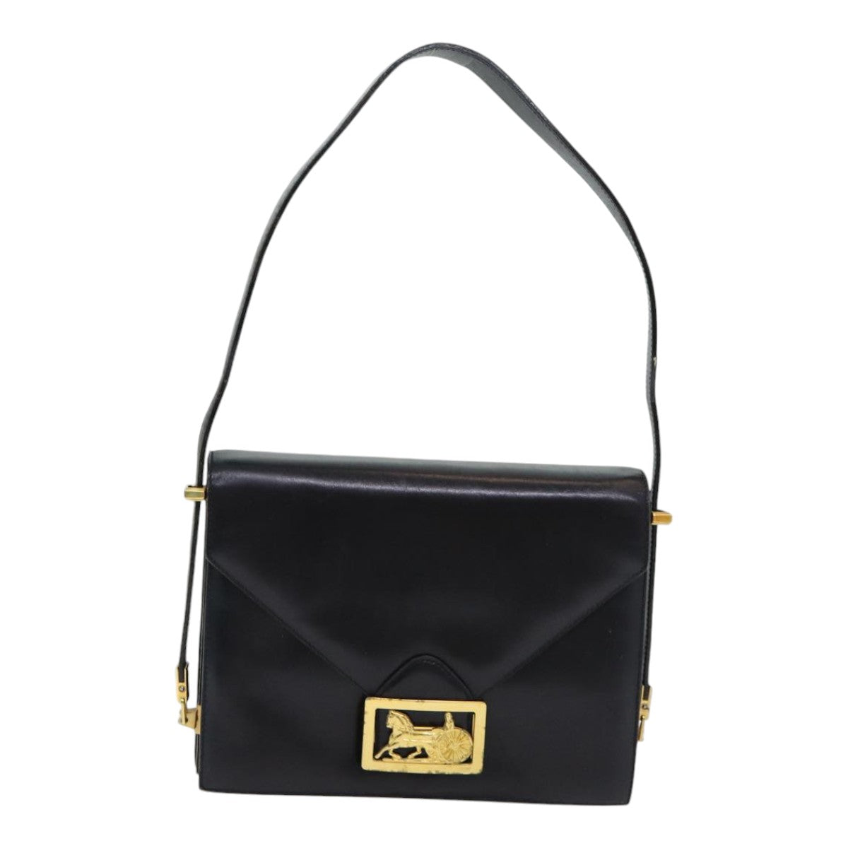 CELINE Shoulder Bag Leather Black Auth hk1504 - 0