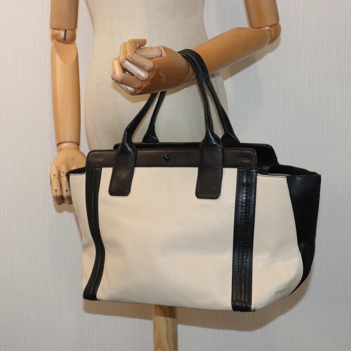 Chloe Tote Bag Leather Beige Auth hk1510