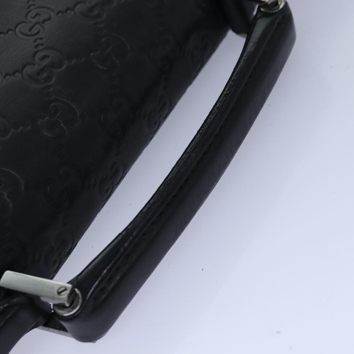 GUCCI GG Canvas Guccissima Hand Bag Leather Black 34045 Auth hk1513