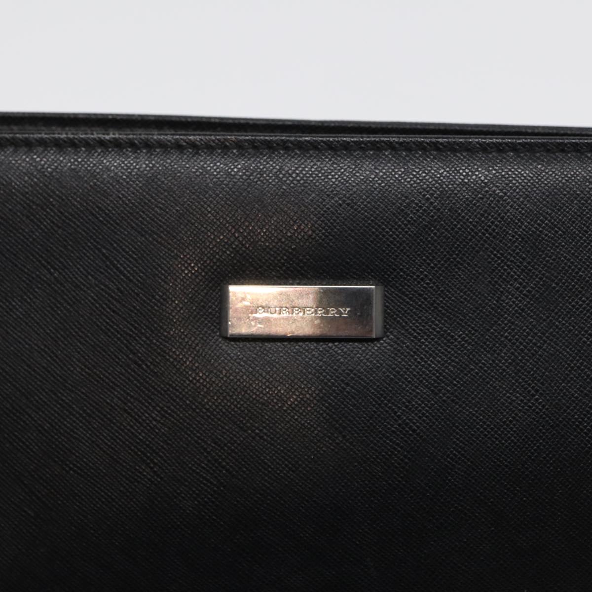 BURBERRY Clutch Bag Leather Black Auth hk1528