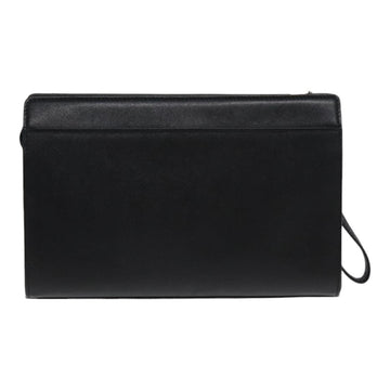 BURBERRY Clutch Bag Leather Black Auth hk1528 - 0