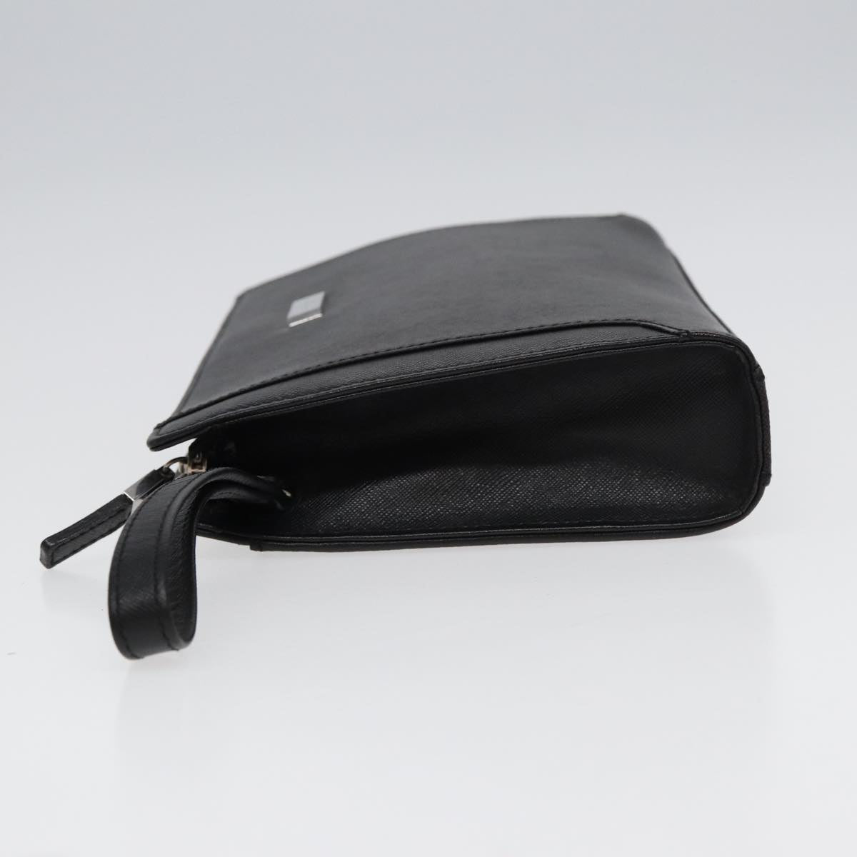 BURBERRY Clutch Bag Leather Black Auth hk1528