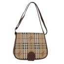 Burberrys Nova Check Shoulder Bag PVC Leather Beige Auth hk1529-1