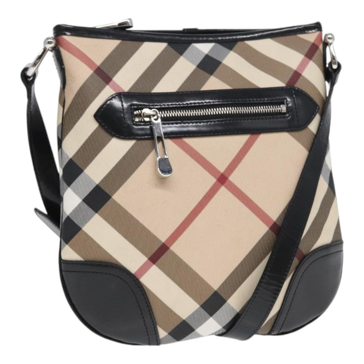 BURBERRY Nova Check Shoulder Bag Canvas Beige Auth hk1532