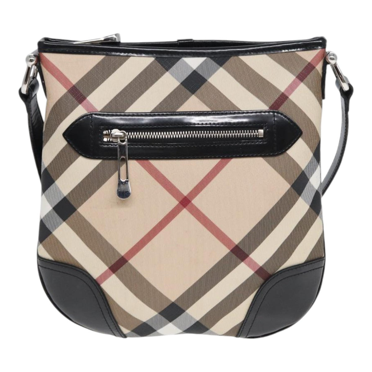 BURBERRY Nova Check Shoulder Bag Canvas Beige Auth hk1532