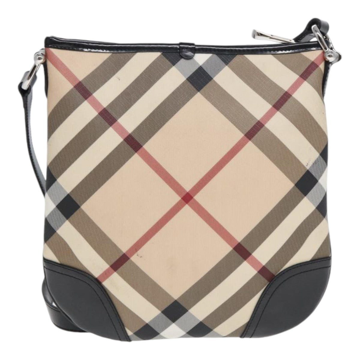 BURBERRY Nova Check Shoulder Bag Canvas Beige Auth hk1532