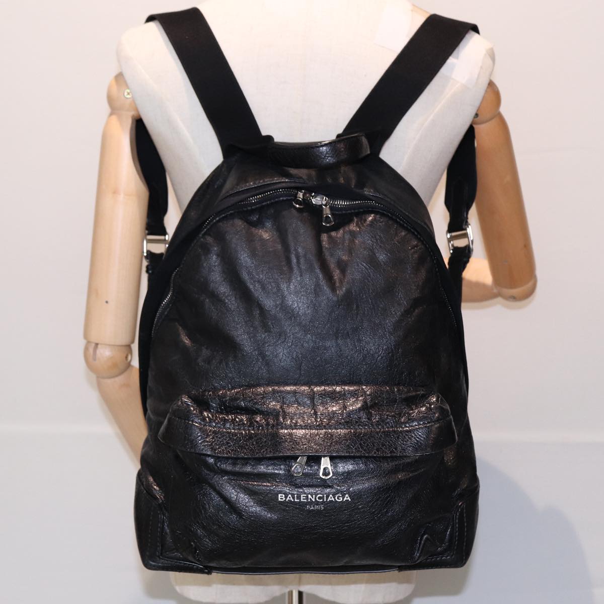 BALENCIAGA Backpack Leather Black 409010 Auth hk1541