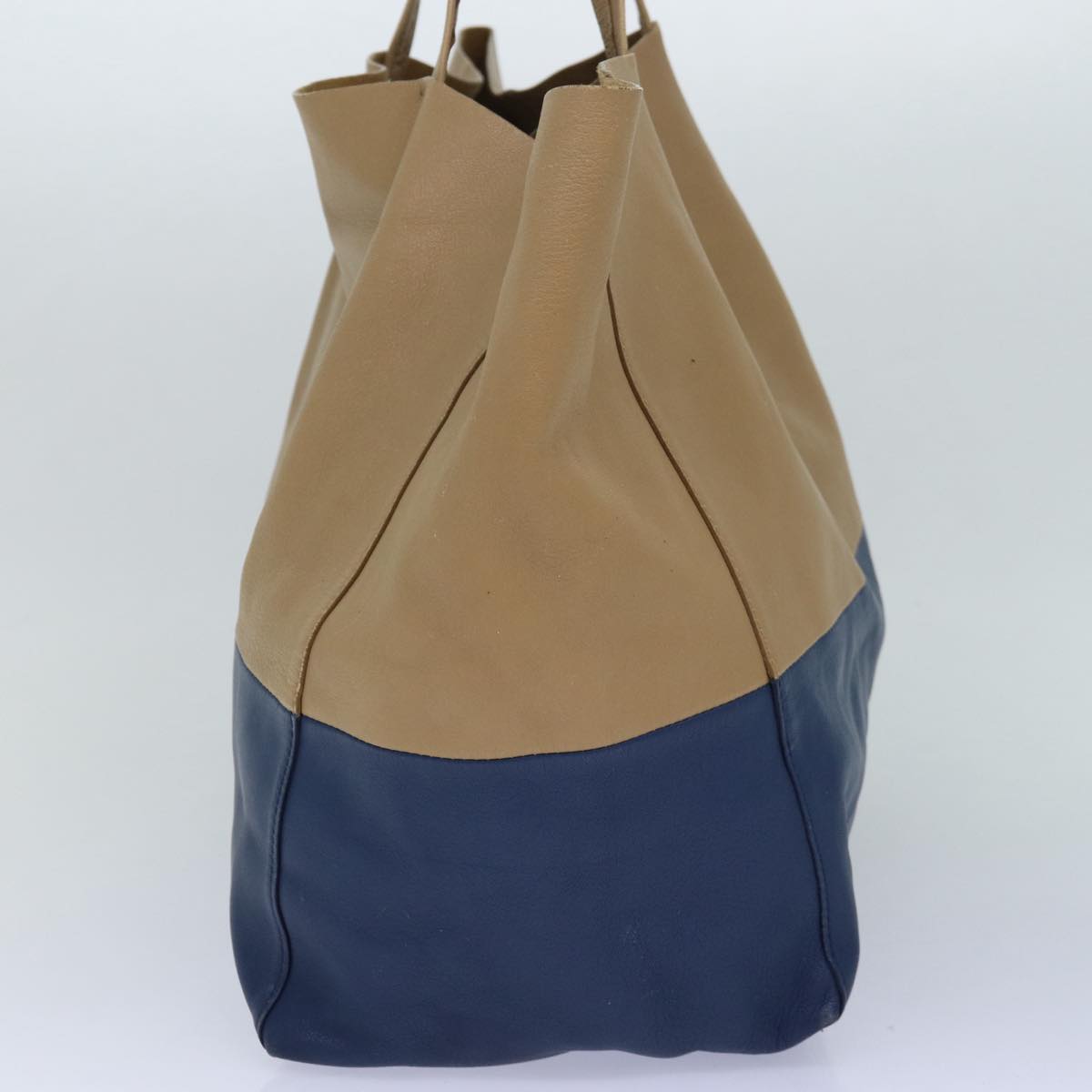 CELINE Horizontalkava Tote Bag Leather Blue Auth hk1542