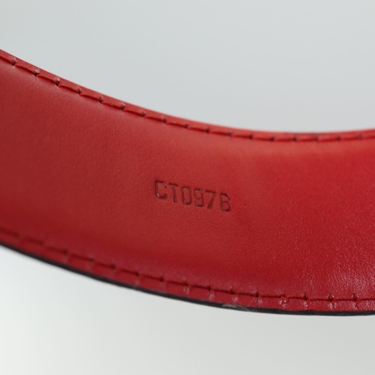 LOUIS VUITTON Epi Ceinture Belt 33.5"" Red LV Auth hk1545