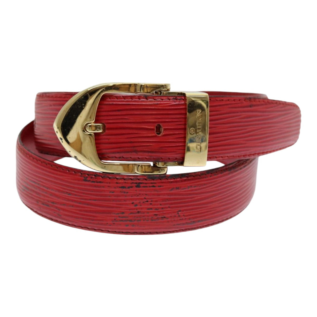 LOUIS VUITTON Epi Ceinture Belt 33.5"" Red LV Auth hk1545 - 0