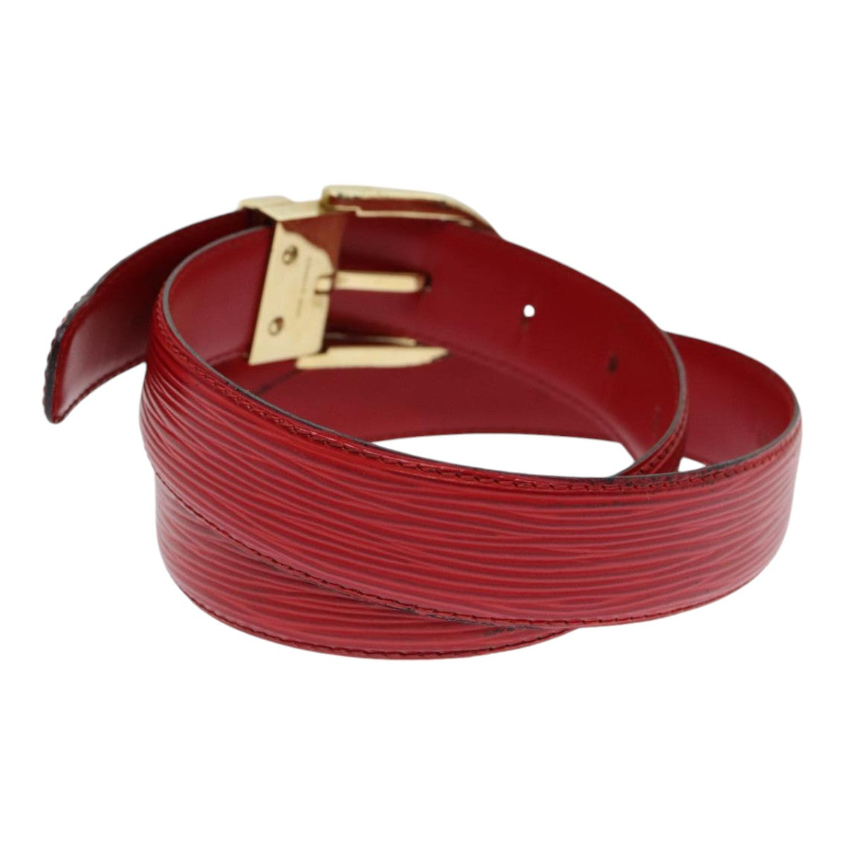 LOUIS VUITTON Epi Ceinture Belt 33.5"" Red LV Auth hk1545