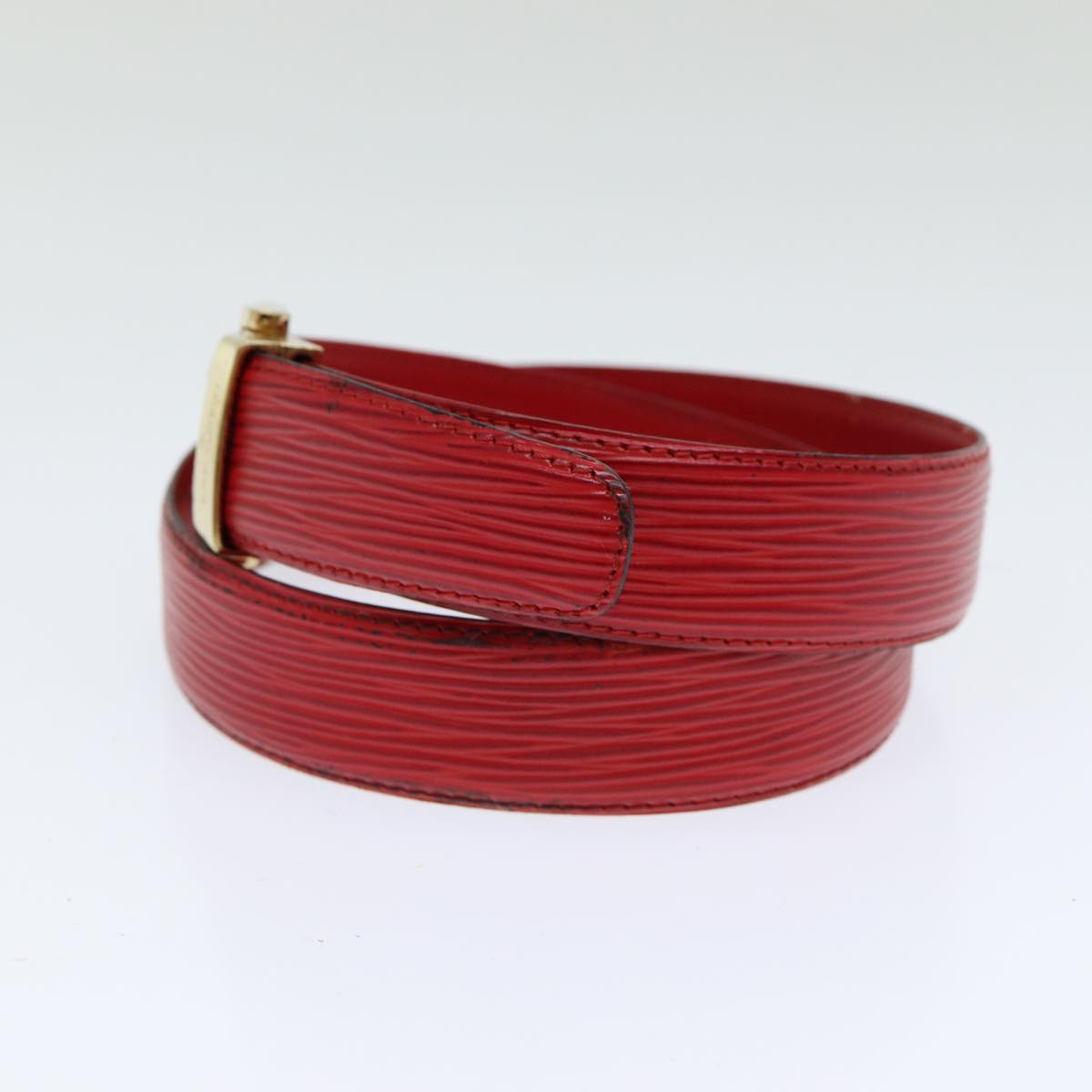 LOUIS VUITTON Epi Ceinture Belt 33.5"" Red LV Auth hk1545