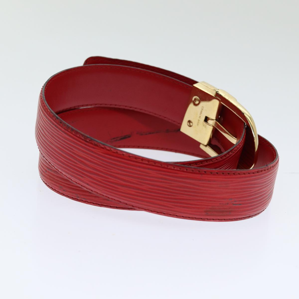 LOUIS VUITTON Epi Ceinture Belt 33.5"" Red LV Auth hk1545