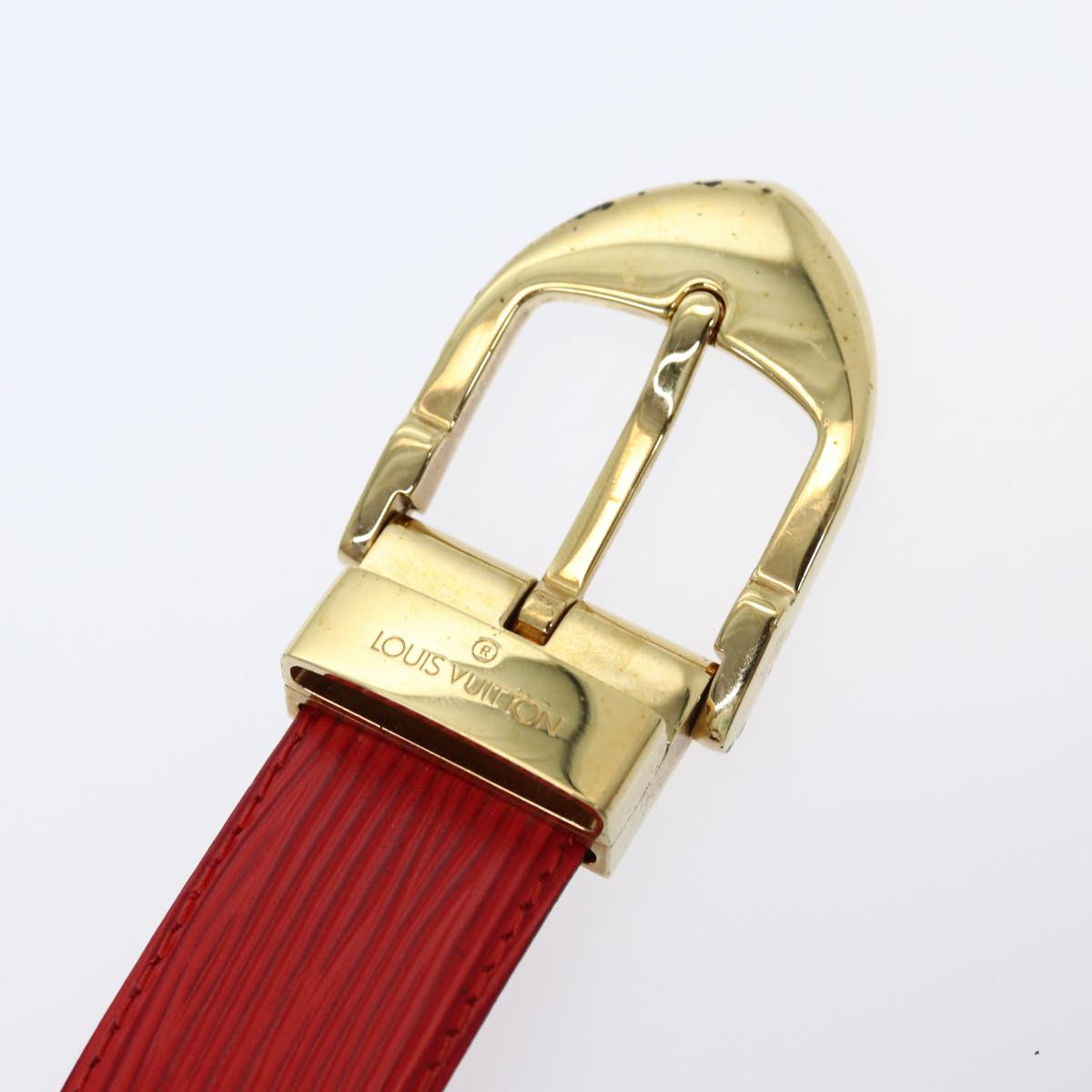 LOUIS VUITTON Epi Ceinture Belt 33.5"" Red LV Auth hk1545