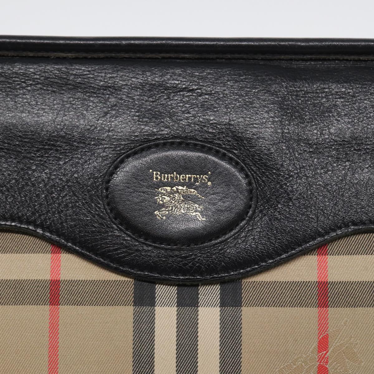 BURBERRY Nova Check Document Case Canvas Beige Auth HK1549