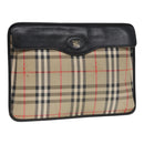 BURBERRY Nova Check Document Case Canvas Beige Auth HK1549-1