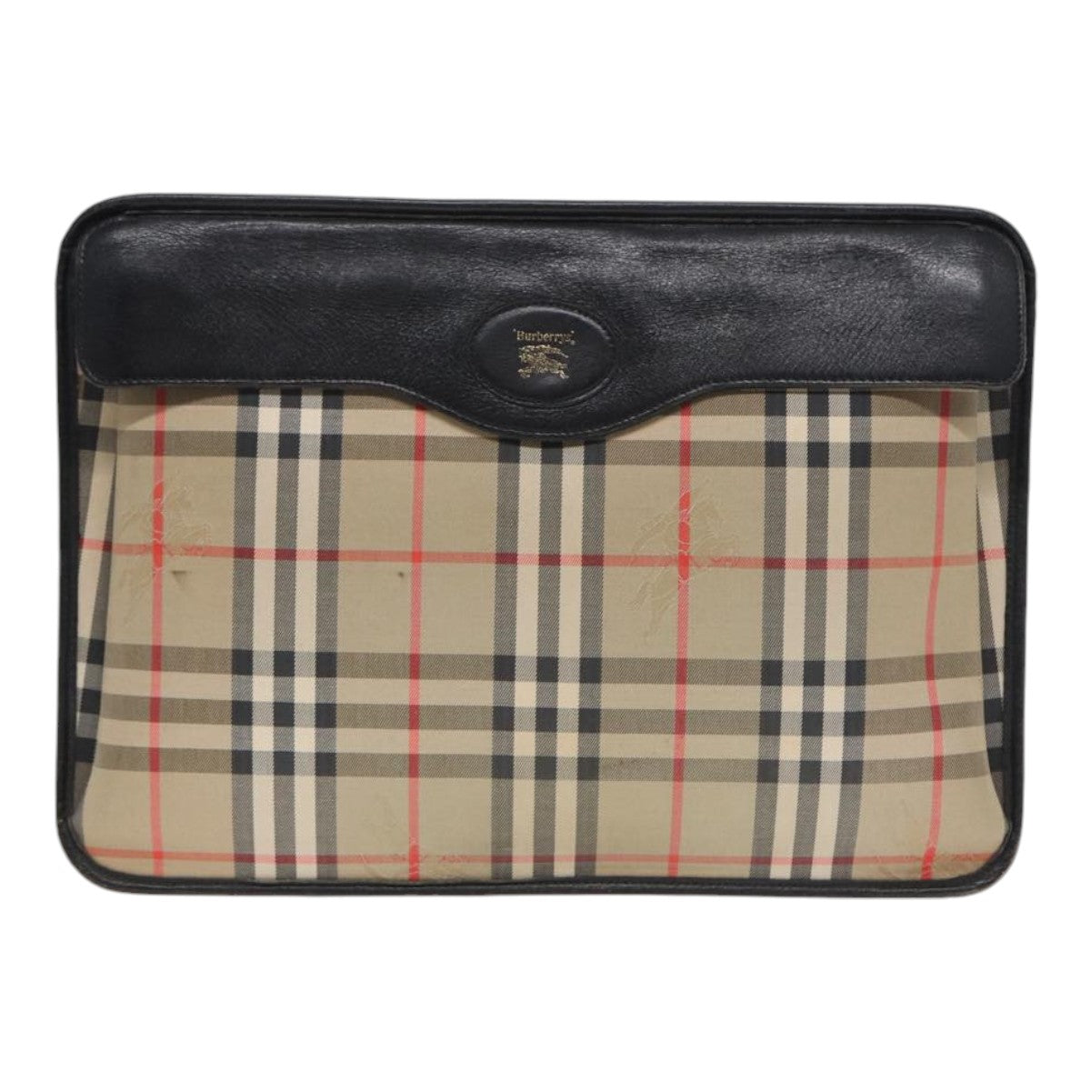 BURBERRY Nova Check Document Case Canvas Beige Auth HK1549 - 0