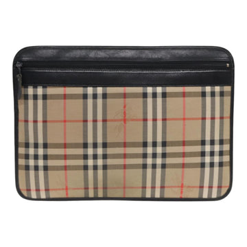 BURBERRY Nova Check Document Case Canvas Beige Auth HK1549 - 0