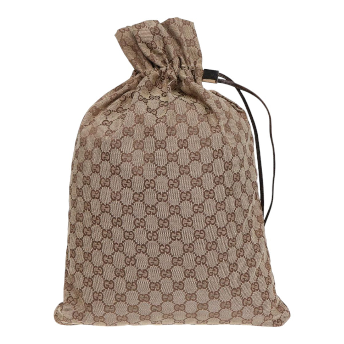 GUCCI Drawstring Bag GG Canvas Beige 014 1135 Auth hk1558