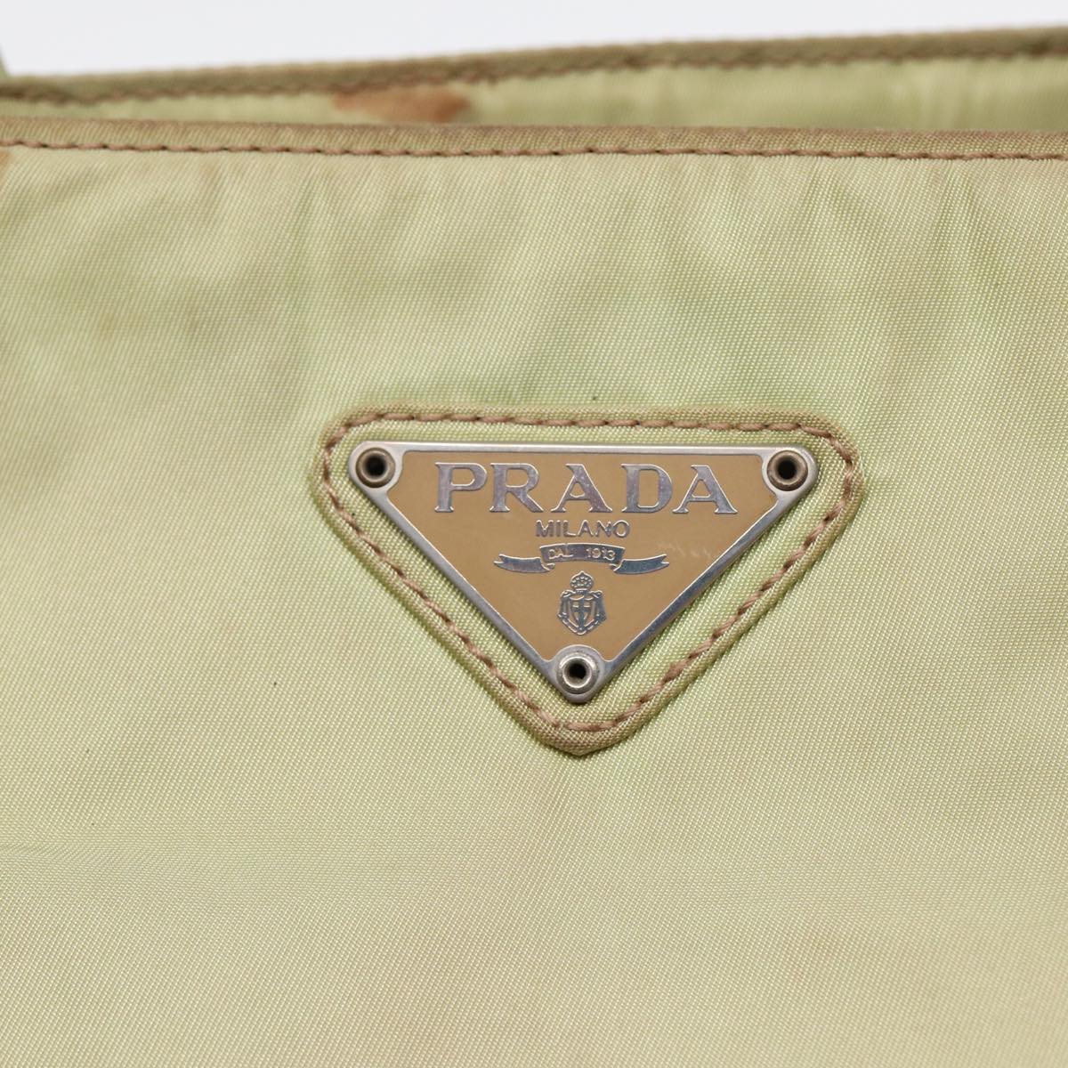 PRADA Tote Bag Nylon Silver Pistachio Green Auth hk1563