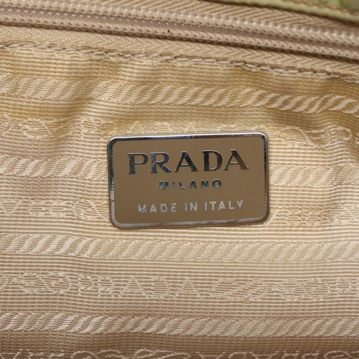 PRADA Tote Bag Nylon Silver Pistachio Green Auth hk1563