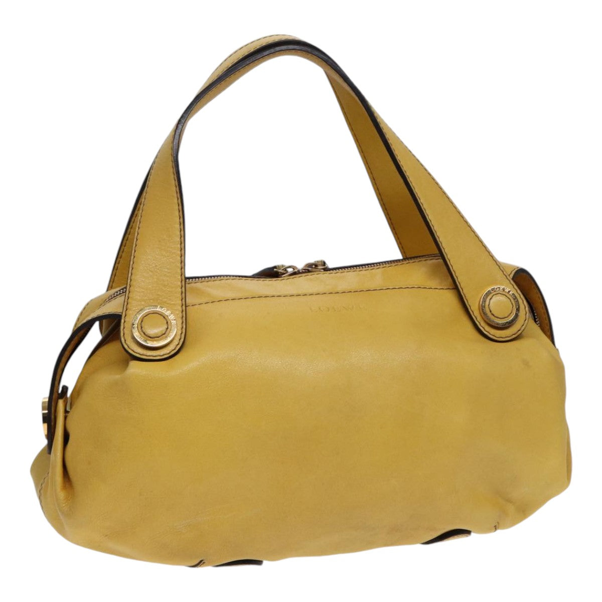 LOEWE Tote Bag Leather Yellow Gold Auth hk1584