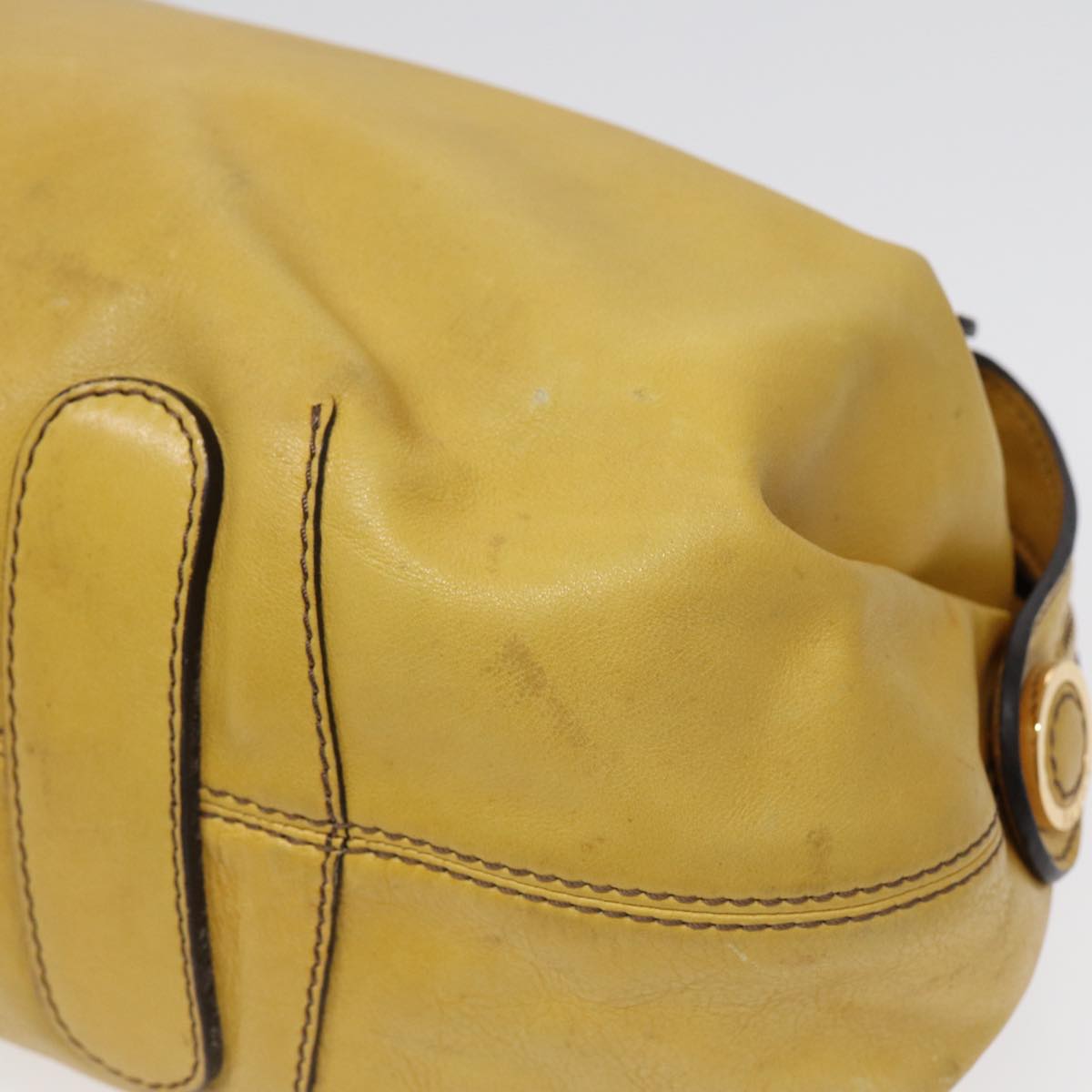 LOEWE Tote Bag Leather Yellow Gold Auth hk1584