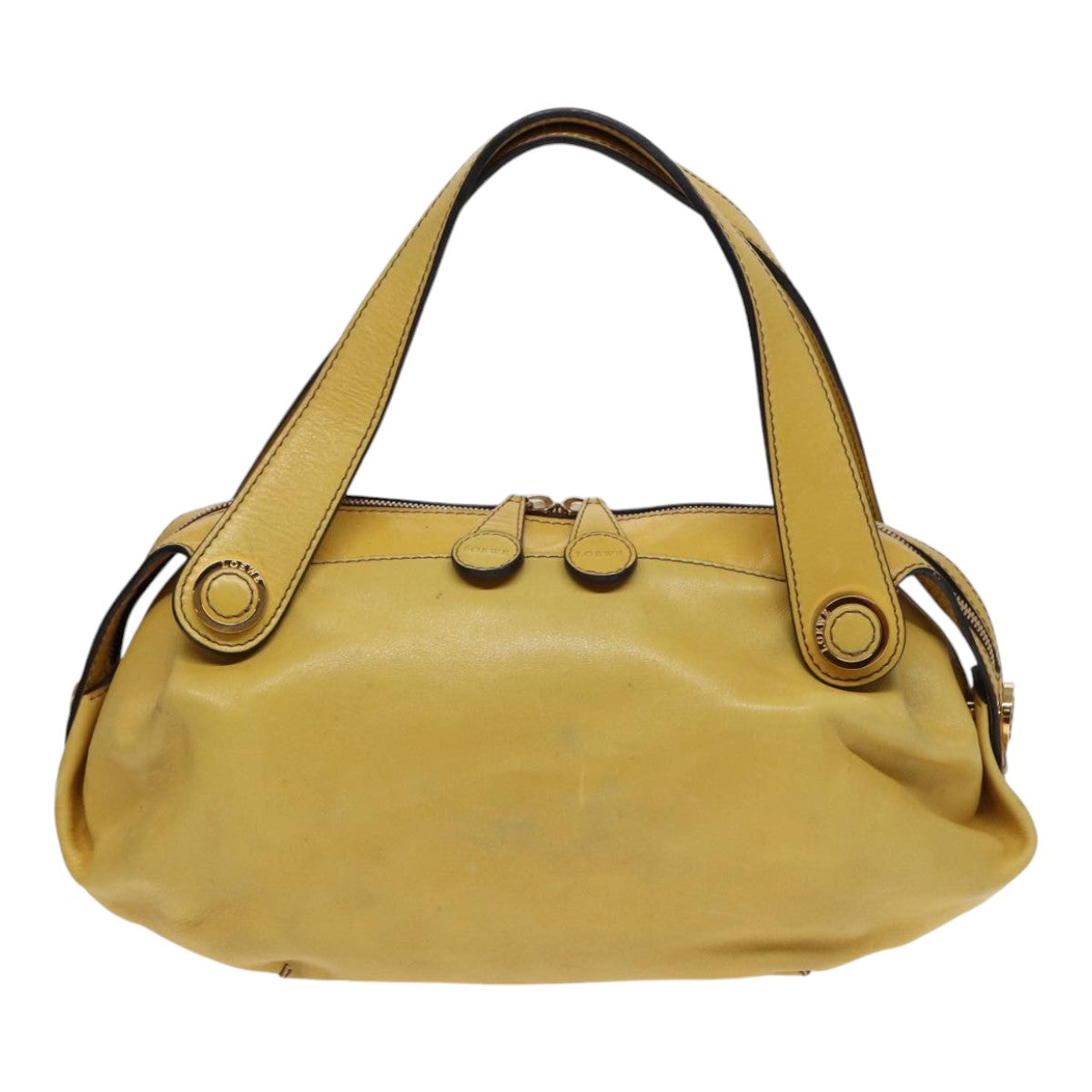 LOEWE Tote Bag Leather Yellow Gold Auth hk1584 - 0