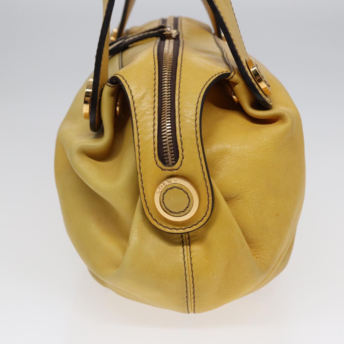 LOEWE Tote Bag Leather Yellow Gold Auth hk1584