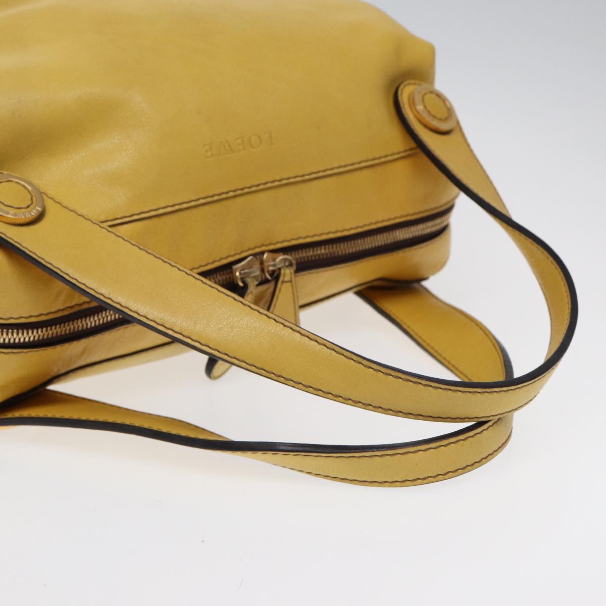 LOEWE Tote Bag Leather Yellow Gold Auth hk1584