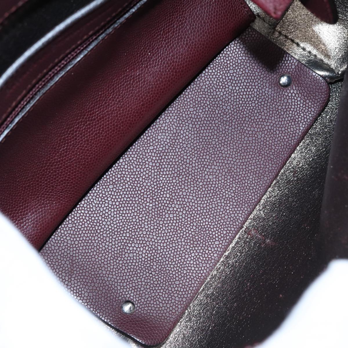 Salvatore Ferragamo Hand Bag Leather Wine Red Silver Auth hk1585