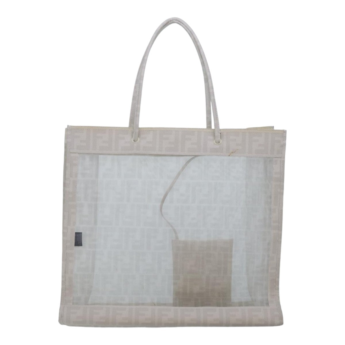 FENDI Tote Bag Nylon White Silver Auth hk1586 - 0