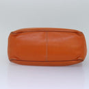 CELINE Hand Bag Leather Orange Silver Auth hk1605-5
