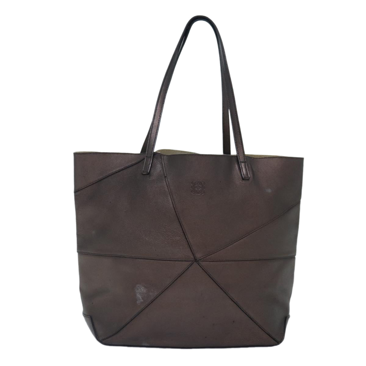 LOEWE Anagram Tote Bag Leather Brown Auth hk1611