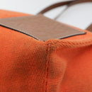 LOEWE Anagram Tote Bag Canvas Leather Orange Brown Auth hk1621-9