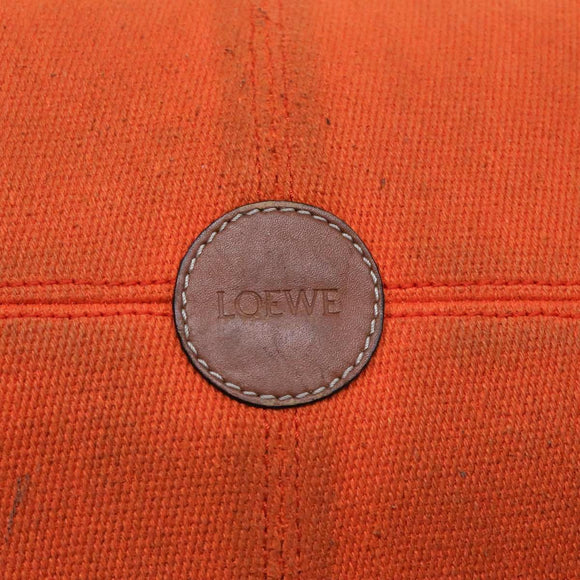 LOEWE Anagram Tote Bag Canvas Leather Orange Brown Auth hk1621