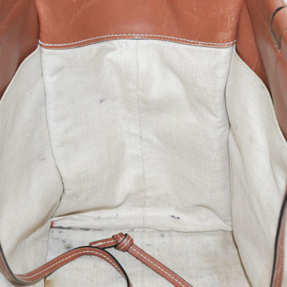 LOEWE Anagram Tote Bag Canvas Leather Orange Brown Auth hk1621